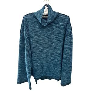 FREE PEOPLE We The Free Blue Cowl Neck Sweater Boho Slouchy Knit Pullover Medium